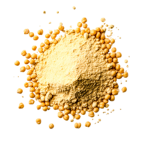 Yellow powder and seeds dark surface showcasing natural ingredients and textures png
