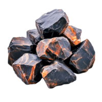 Glowing Orange and Black Natural Stones Piled in Artistic Display for Background Use png