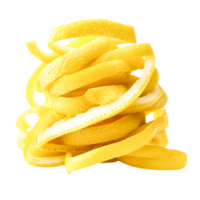 Fresh and Vibrant Lemon Peel Stacks with Bright Yellow Color Clean Background png