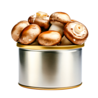 Fresh Mushrooms in Silver Tin Container on for Culinary Use png