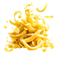 Freshly peeled lemon zest curls clean background for culinary use and decoration png