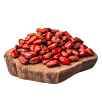 Fresh Bright Red Seeds Piled on Rustic Wooden Surface for Natural Still Life Photo png