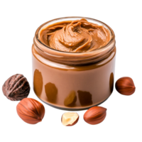 Creamy nut butter spread in a jar with whole nuts png