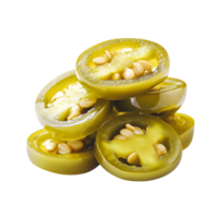 Fresh Sliced Green Peppers with Seeds Stacked for Culinary Presentatind Cooking png