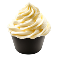 Creamy Vanilla Frosting Swirl in Black Cup with Smooth Texture and Elegant Design png