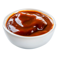 Rich and Glossy Brown Sauce in White Bowl Background png