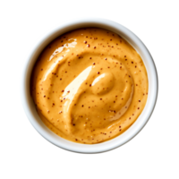 Creamy Peanut Sauce with Smooth Texture in White Bowl Background png