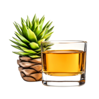 Fresh Pineapple and Glass of Whiskey Displaying Tropical Vibe png