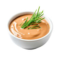 Creamy Sauce with Fresh Chives in a White Bowl Bright Background png