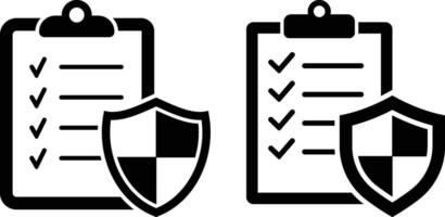 Minimalist Clipboards with Checklists and Security Shields Symbolizing Organization and Protection vector