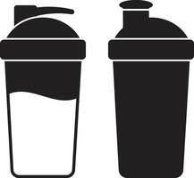 Silhouette of Dual Shaker Bottles Representing Fitness and Nutrition vector