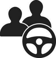 Minimalist Driver Collaboration Icon Two Figures with Steering Wheel vector