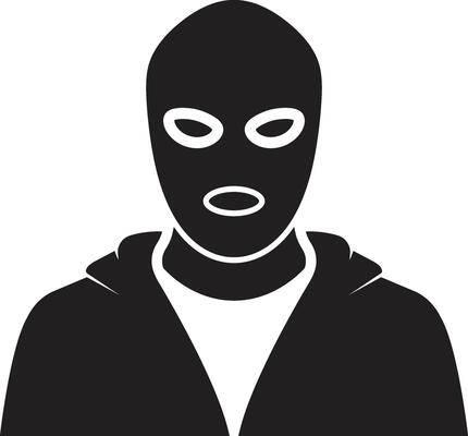 Minimalist Silhouette of Hooded Figure in Ski Mask Representing Anonymity and Urban Tension