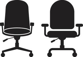 Silhouetted Comparison of Two Modern Office Chair Designs in Minimalist Style vector
