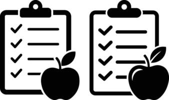 Minimalist Clipboards with Checkmarks and Apples Symbolizing Productivity and Wellness vector