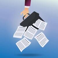 Paper files out of opened briefcase illustration vector