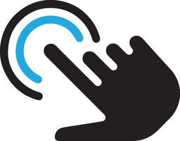 Swipe down icon with hand gesture on white background for scrolling navigation concept vector
