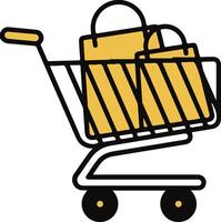 Shopping cart line art icon for apps and websites vector