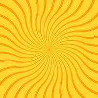 Yellow abstract background with radial rays, lines or stripes curving or swirling around center. Square backdrop with rotating illusion or dizzy effect. Bright colored modern illustration. vector