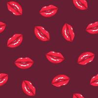 Seamless pattern with plump women's lips on dark background. Backdrop with smiling female mouths. Texture with symbols of love and desire. illustration for textile print, wrapping paper. vector