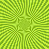 Green psychedelic background with rays, lines or stripes converging in center. Square decorative backdrop with radiant optical illusion or hypnotic effect. Bright colored abstract illustration. vector