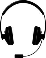 Headphones with microphone. Listening to sound and transmitting voice. Chatting on the Internet. Remote work. vector
