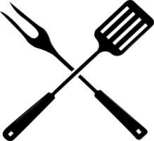 Grill spatula and fork. Tools for convenient and safe cooking over an open fire or grill. Picnics and barbecues. vector