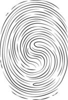 Fingerprint. A unique pattern of skin on the pad of a person's finger. Personal identification. Symbol of authentication, privacy, and data protection technologies. vector