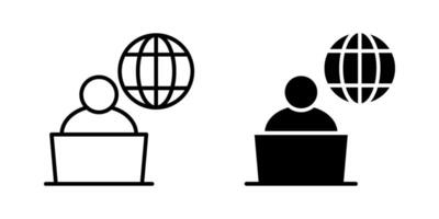 Worker network connection Icon set. Symbol isolated white background. illustration. color editable. vector