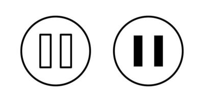 pause button media menu Icon set. Symbol isolated white background. illustration. color editable. vector