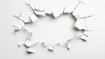 White surface breaking designs creating a hole with copy space, perfect for backgrounds and textured apart photo