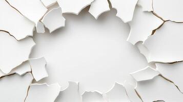 White surface textured apart creating a hole with breaking space, perfect for backgrounds and copy designs photo