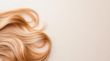Luxurious blonde waves flowing natural highlighting against texture gracefully, pristine white background photo