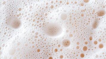 Microscopic white foam bubbles creating textural pattern, suggesting purity and softness in skincare, cleaning, and graphic design contexts photo