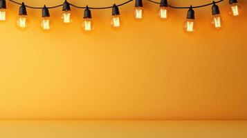 Vintage lamps glowing softly, illuminating empty interior with warm, nostalgic ambiance and golden light muted photo