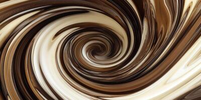 Swirling patterns of chocolate and cream create a mesmerizing visual experience in an abstract design photo