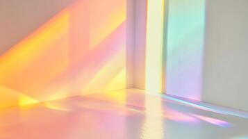 Colorful reflections create a vibrant atmosphere in a bright indoor setting during daylight photo