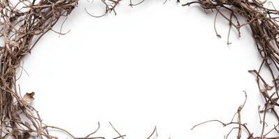 Natural wreath made from dried twigs and branches perfect for home decor photo