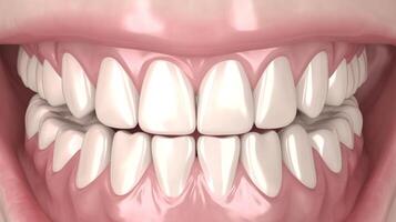 Close-up view of human teeth showcasing dental structure and alignment in a neutral pose photo