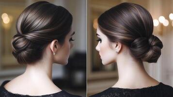 Elegant updo hairstyle showcasing sophisticated beauty for evening occasions and special events photo