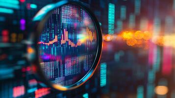 Data visualization with sound wave patterns and vivid digital colors in an abstract setting photo