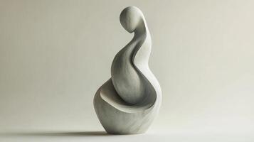 Elegant abstract sculpture representing human form and emotion in soft neutral tones photo