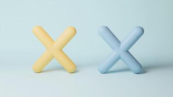 Colorful soft plastic shapes in yellow and blue creating a playful aesthetic on a light background photo