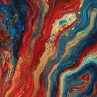 Vivid abstract artwork featuring swirling red, blue, and gold colors with dynamic movement and depth photo