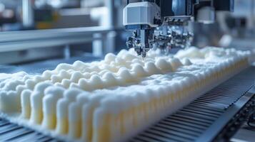 Advanced automation in foam production at a manufacturing facility enhances efficiency and precision in creating textured materials photo