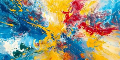 Bright abstract expression depicting vibrant colors in a swirling pattern that evokes movement and energy photo