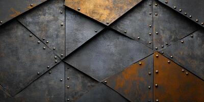 Metallic wall with geometric patterns and contrasting textures in a modern industrial setting photo