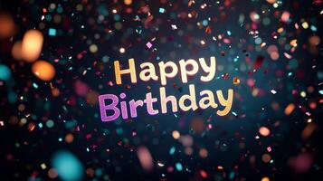 Colorful confetti celebrates a joyful birthday with vibrant decorations and cheerful atmosphere photo