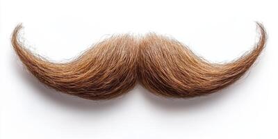 Creative display of a stylized mustache on a white background, showcasing a unique hair texture and form in a minimalist setting photo