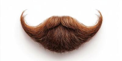 Unique artistic display of a bushy brown mustache on a white background showcasing fine grooming details photo